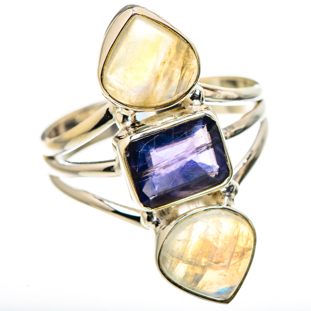 Faceted Tanzanite, Rainbow Moonstone Ring Size 10 (925 Sterling Silver) RING134605