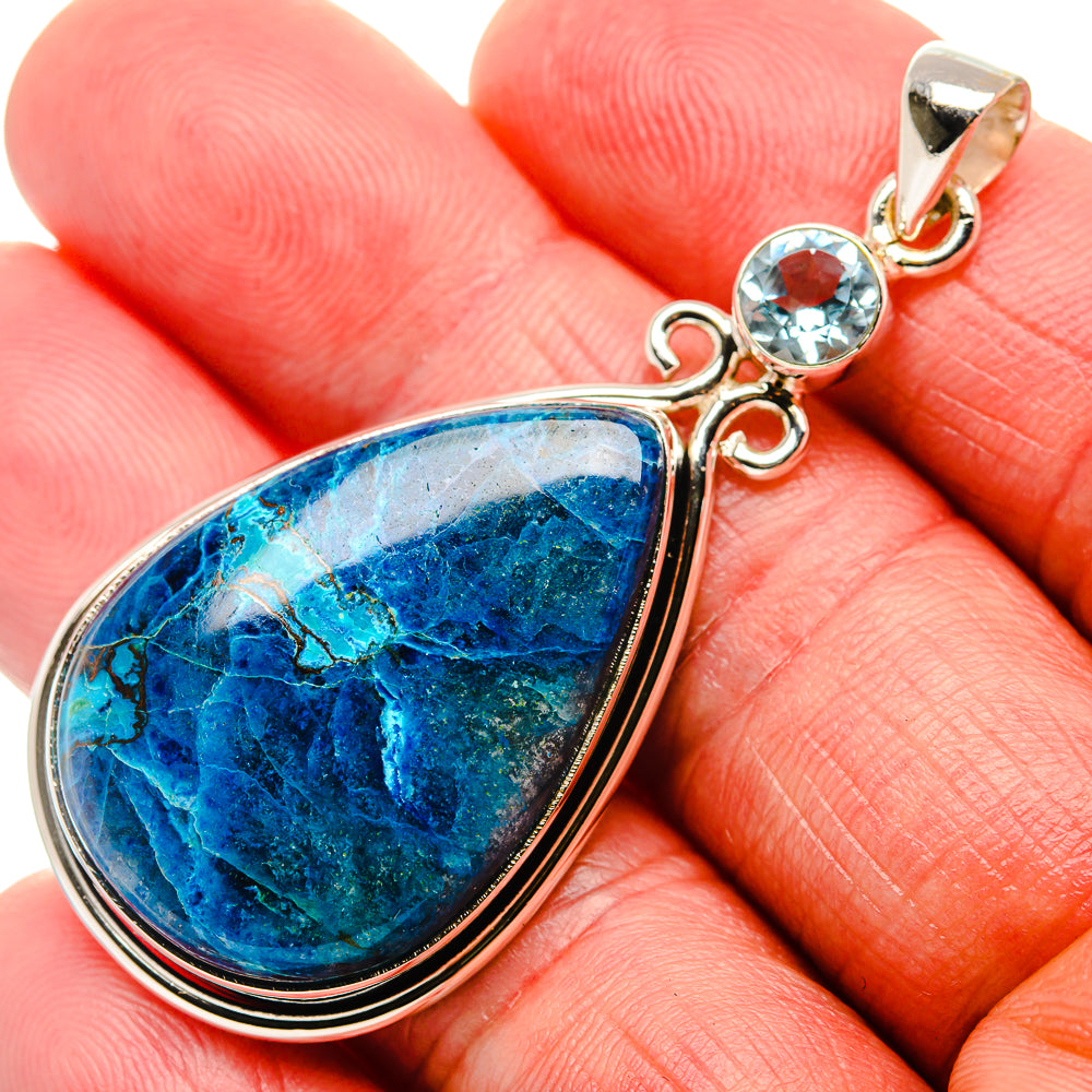Apatite, Blue Topaz Pendant 2 1/4"  (925 Sterling Silver) PD37217