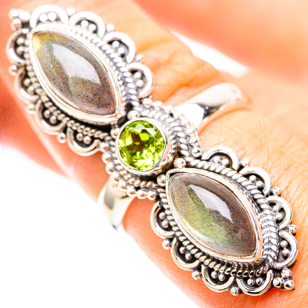 Large Labradorite, Peridot Ring Size 7.25 (925 Sterling Silver) RING137146