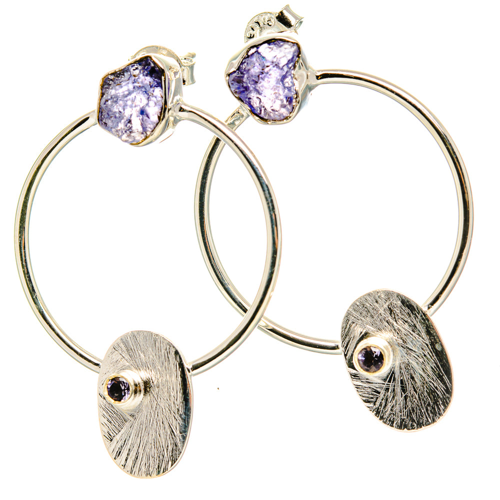 Rough Tanzanite Earrings 1 1/2" (925 Sterling Silver) EARR431507