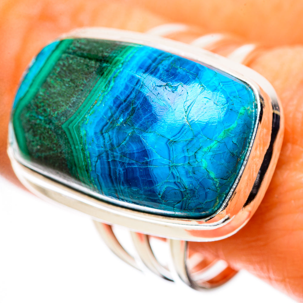 Anasilvercos Large Malachite In Chrysocolla Ring Size 10.75 (925 Sterling Silver)