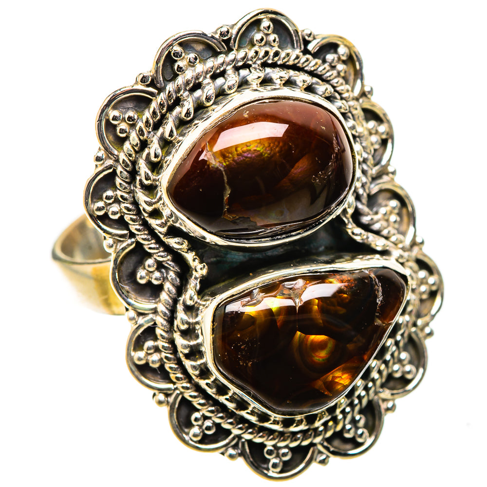 Anasilvercos Large Mexican Fire Agate Ring Size 8.75 (925 Sterling Silver)