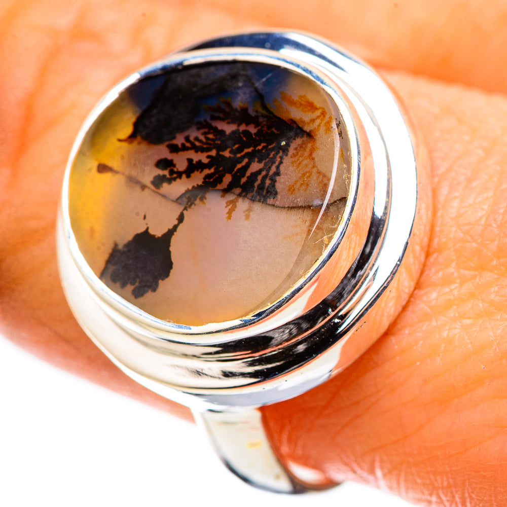 Anasilvercos Scenic Dendritic Agate Ring Size 8.75 (925 Sterling Silver)