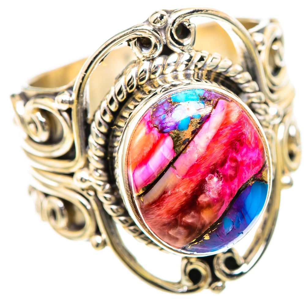 Kingman Pink Dahlia Turquoise Ring Size 7.25 (925 Sterling Silver) RING136405