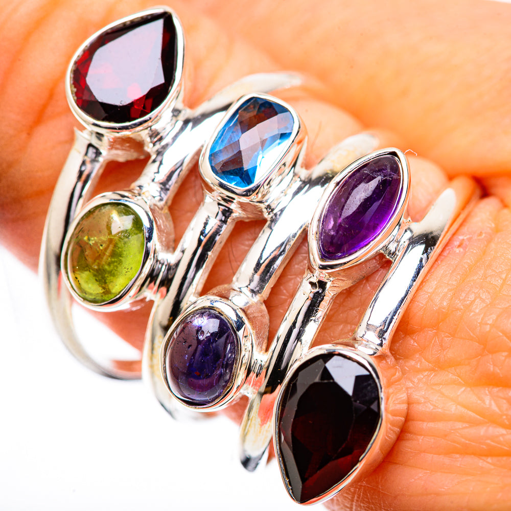 Large Garnet, Amethyst, Tanzanite, Blue Topaz, Peridot Ring Size 9.75 (925 Sterling Silver) RING135930