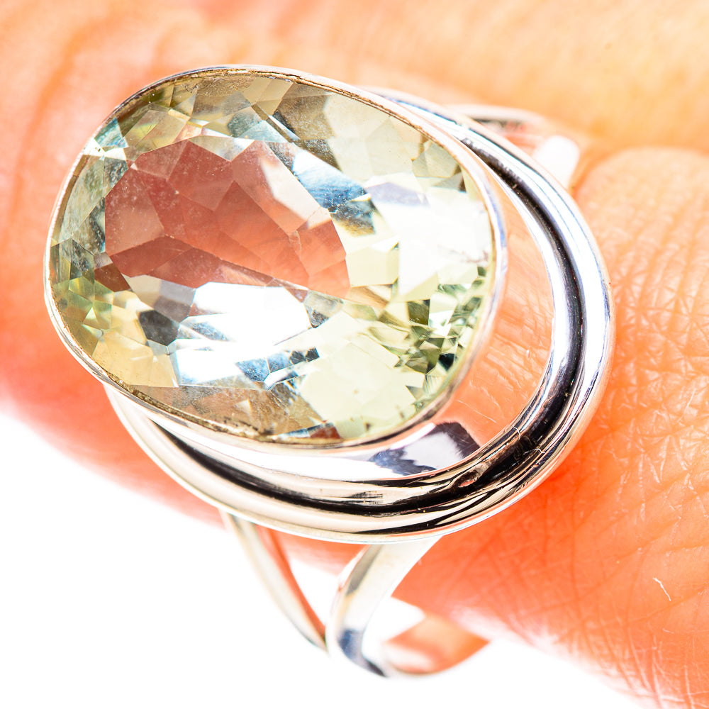 Faceted Green Amethyst Ring Size 10.75 (925 Sterling Silver) RING137094