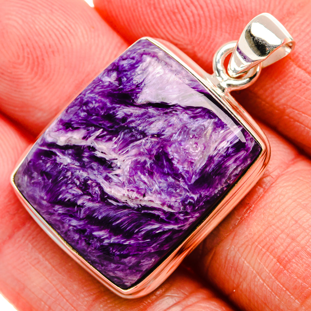 Charoite Pendant 1 3/8" (925 Sterling Silver) PD37507