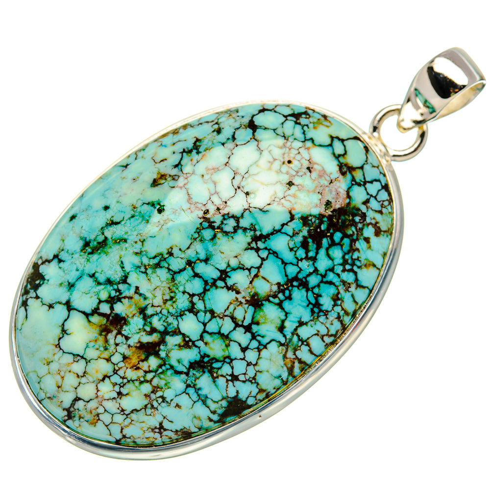 Tibetan Turquoise Pendant 2" (925 Sterling Silver) PD37015