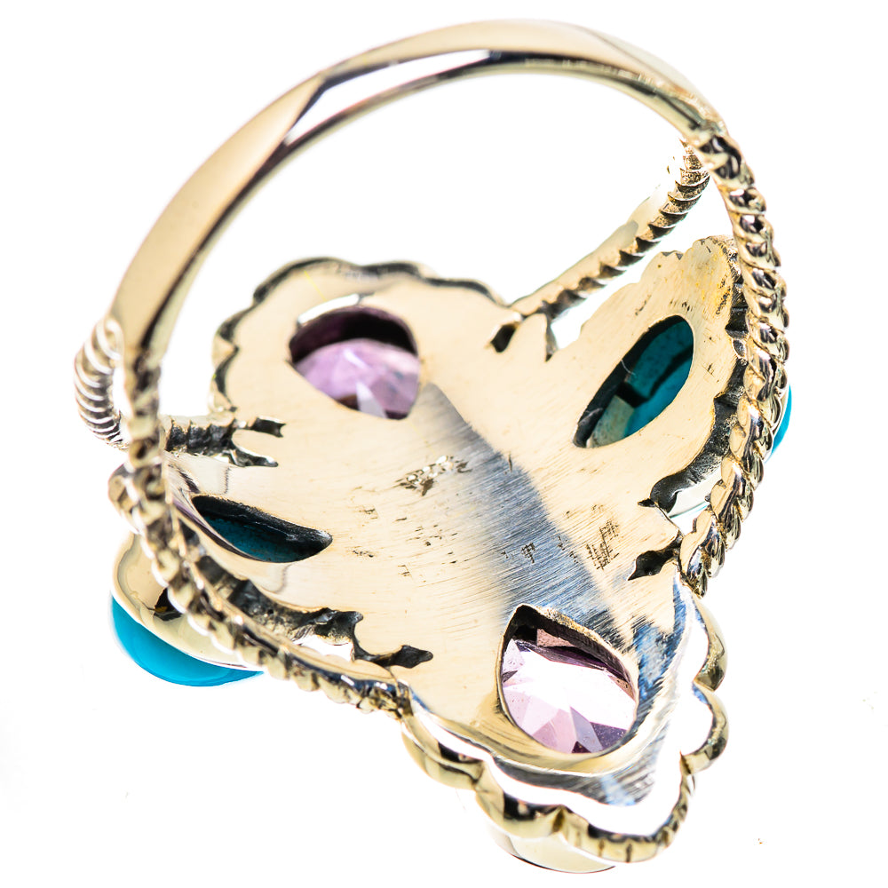 Large Faceted Amethyst, Sleeping Beauty Turquoise Ring Size 9.75 (925 Sterling Silver) RING135340