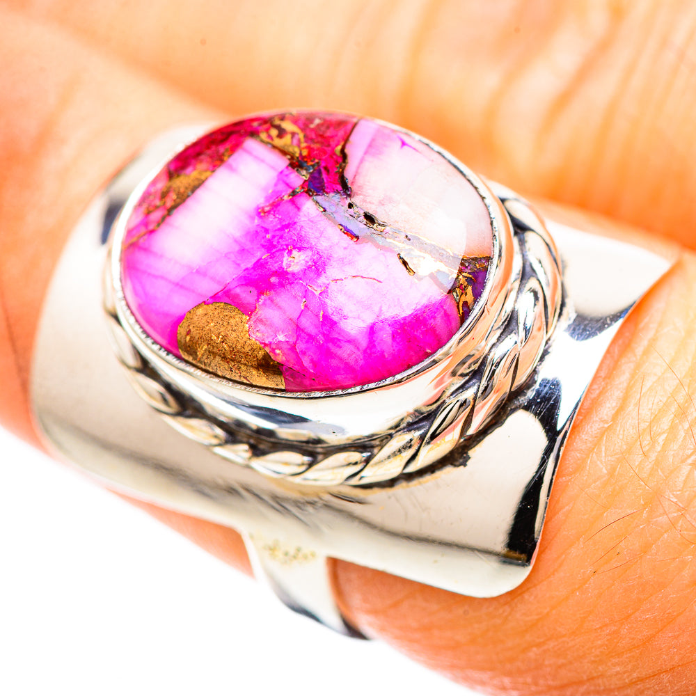 Kingman Pink Dahlia Turquoise Ring Size 7 (925 Sterling Silver) RING136395