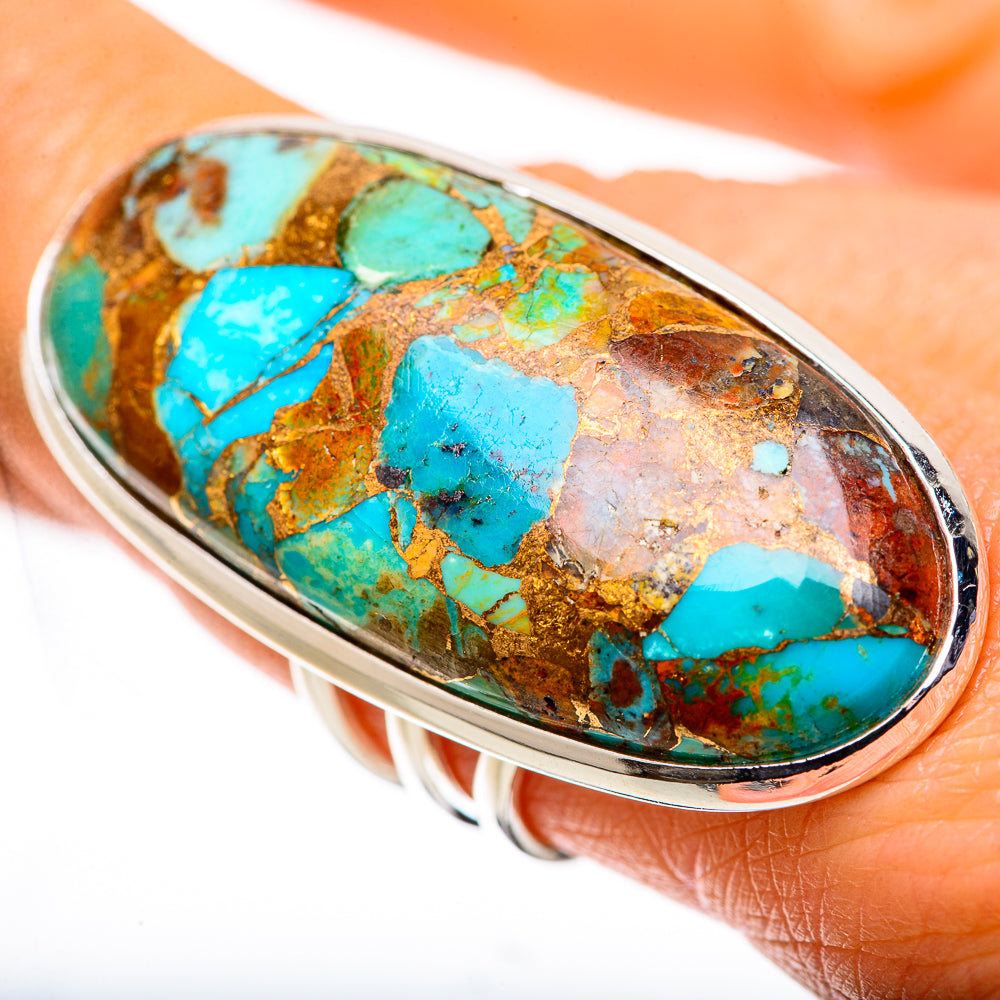 Huge Blue Copper Composite Turquoise Ring Size 8.25 (925 Sterling Silver) RING135759