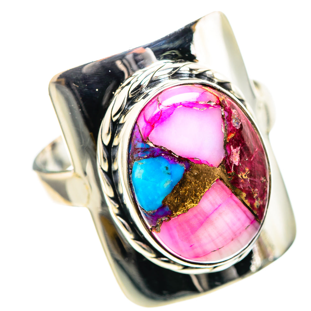Kingman Pink Dahlia Turquoise Ring Size 10.5 (925 Sterling Silver) RING136581
