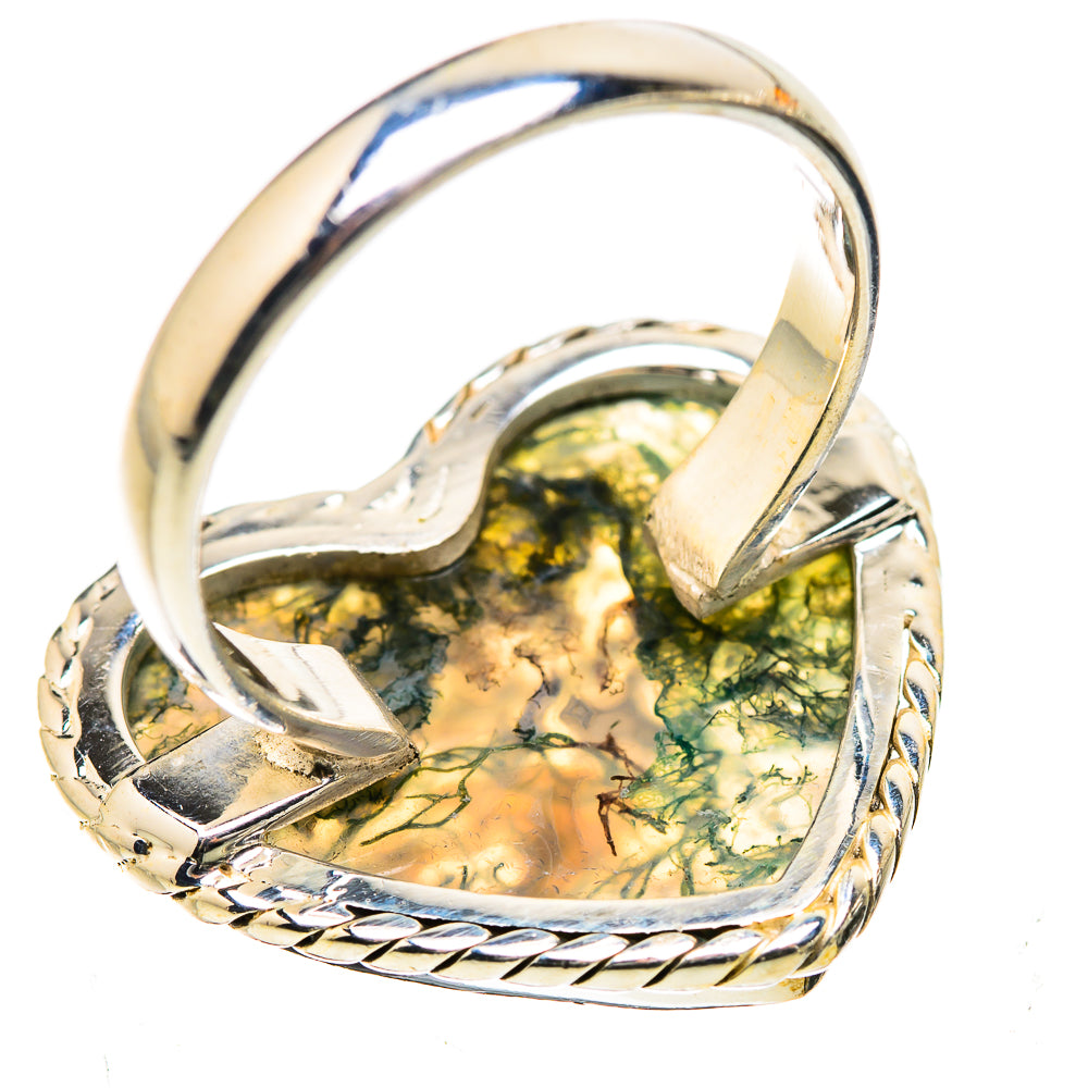 Large Green Moss Agate Ring Size 9.75 (925 Sterling Silver) RING135557