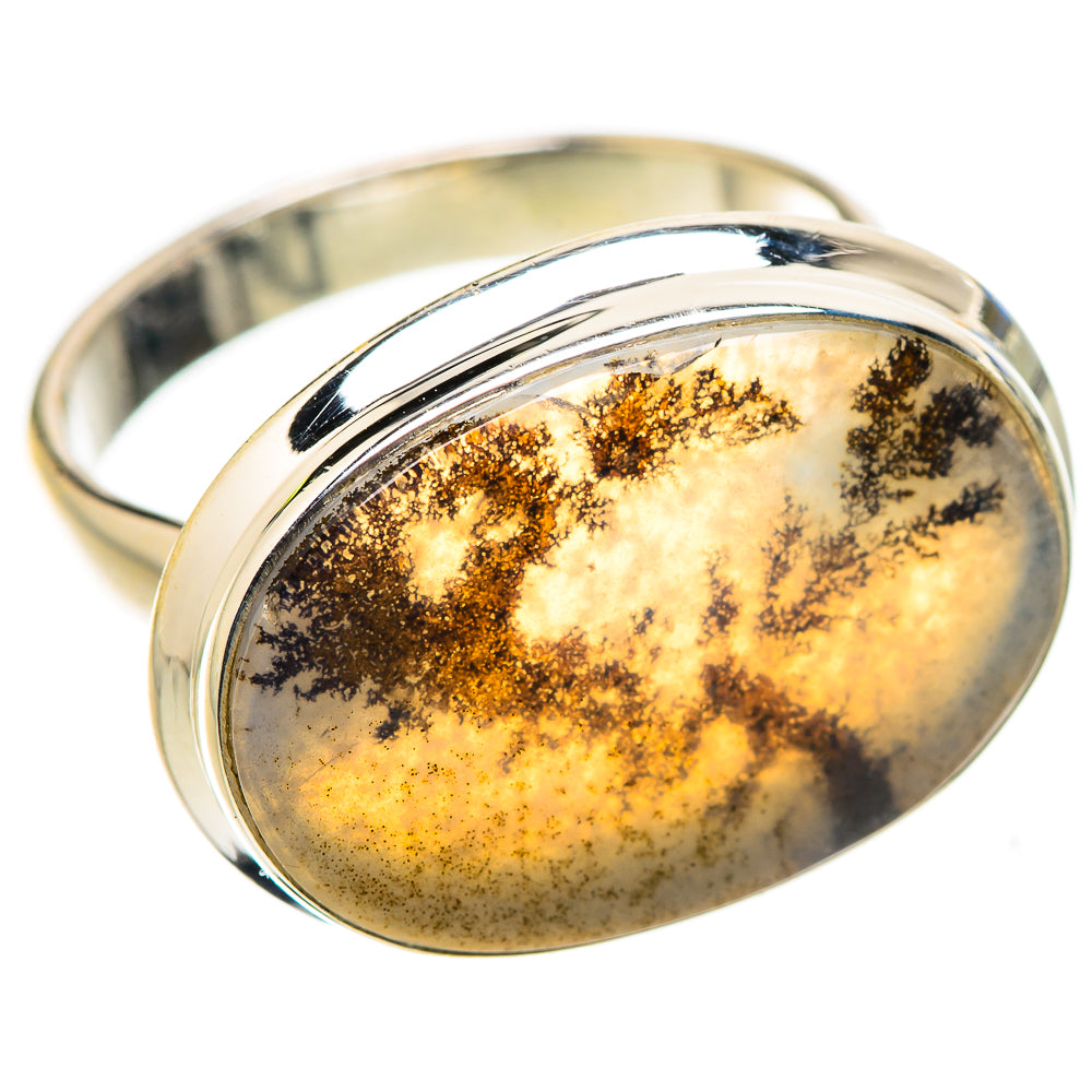 Anasilvercos Scenic Dendritic Agate Ring Size 8 (925 Sterling Silver)