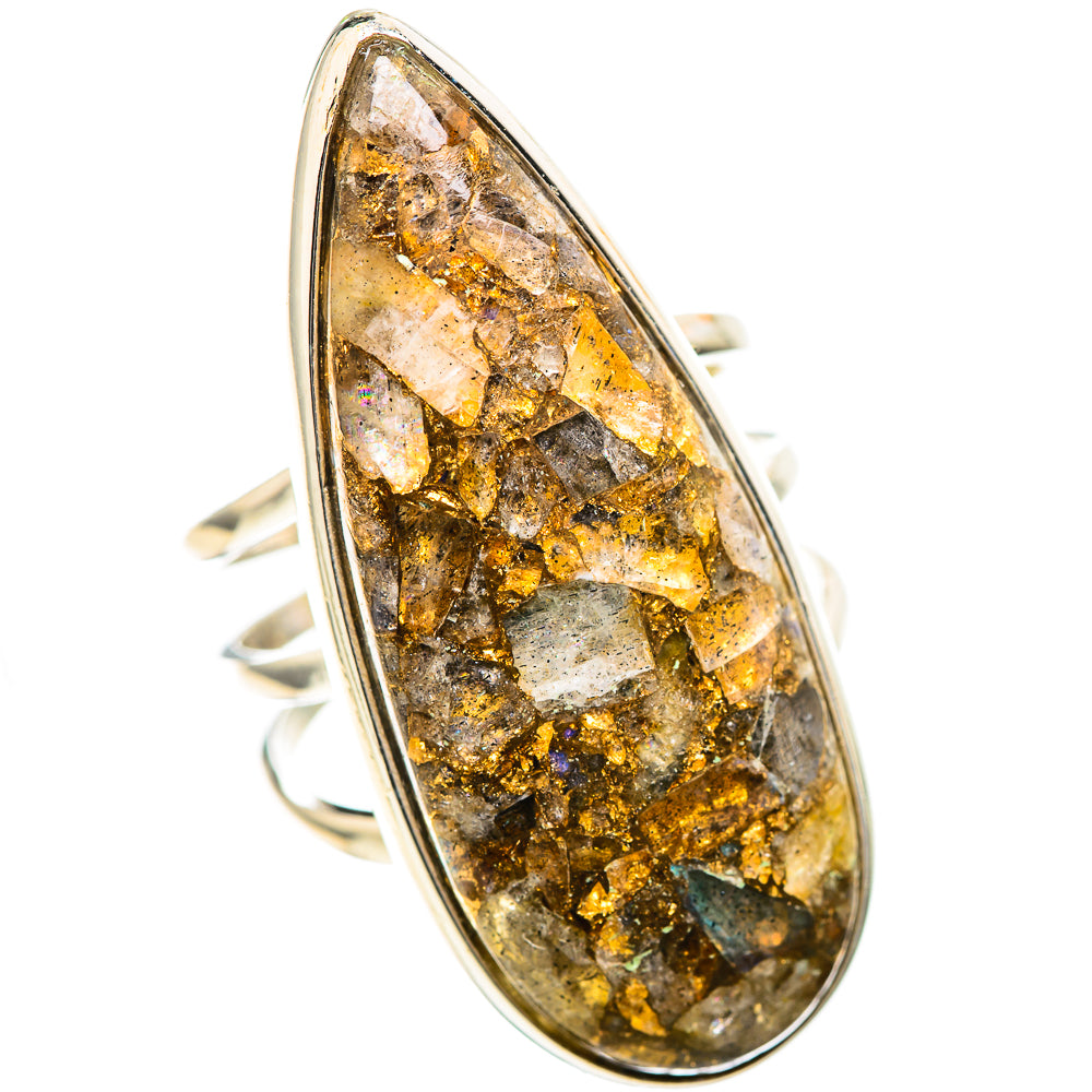 Large Brecciated Labradorite Ring Size 8.5 (925 Sterling Silver) RING136346