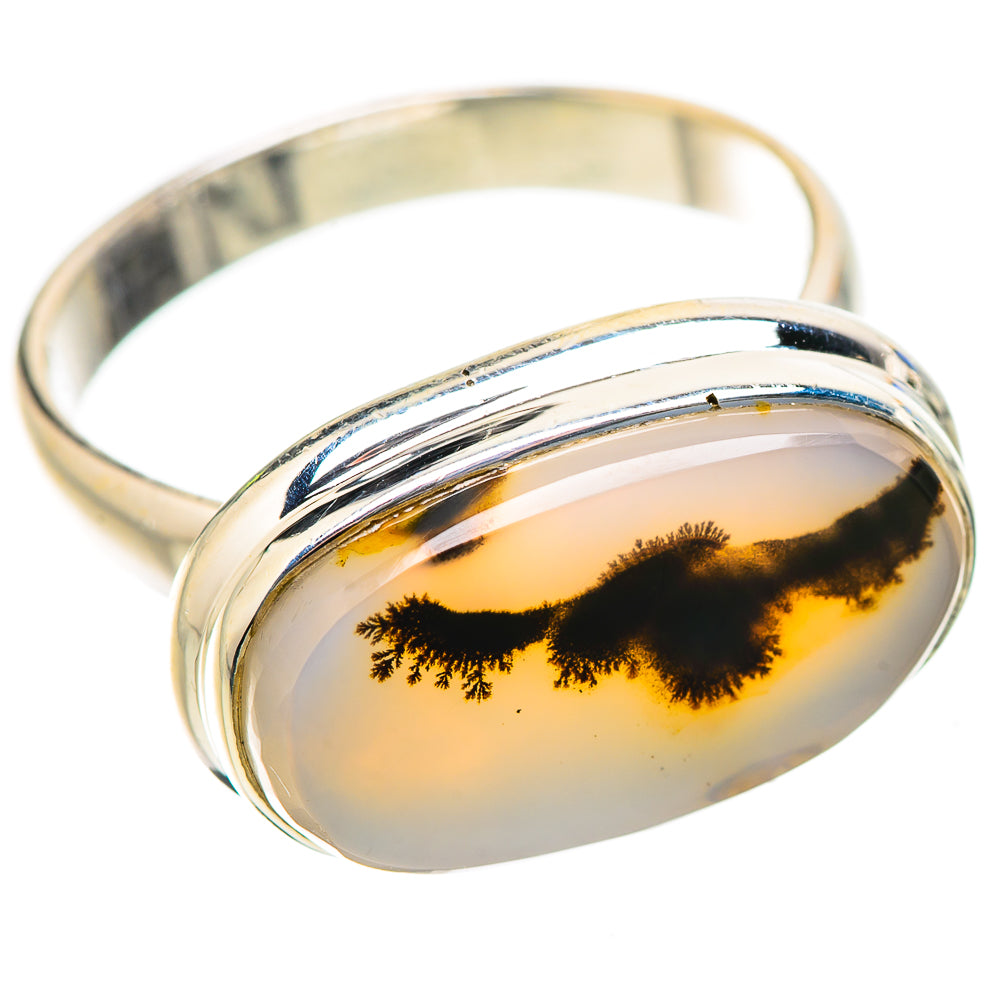 Anasilvercos Scenic Dendritic Agate Ring Size 8.25 (925 Sterling Silver)