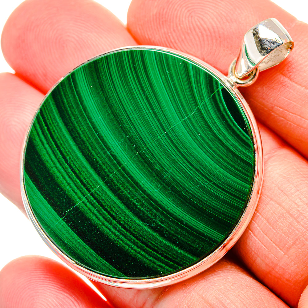 Malachite Pendant 2"  (925 Sterling Silver) PD36942