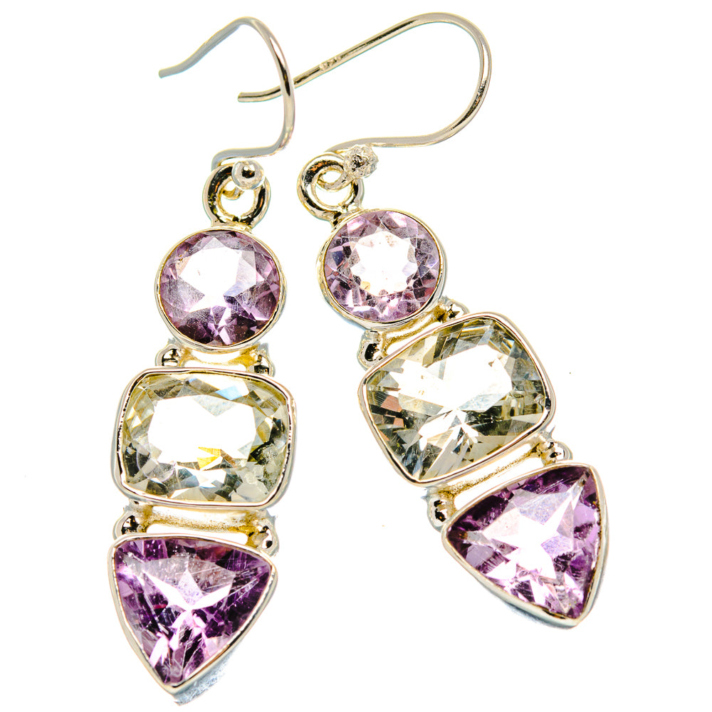 Green Amethyst, Amethyst Earrings 1 3/4"  (925 Sterling Silver) EARR431643