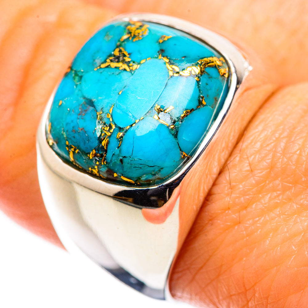 Blue Copper Composite Turquoise Ring Size 8.25 (925 Sterling Silver) RING135661