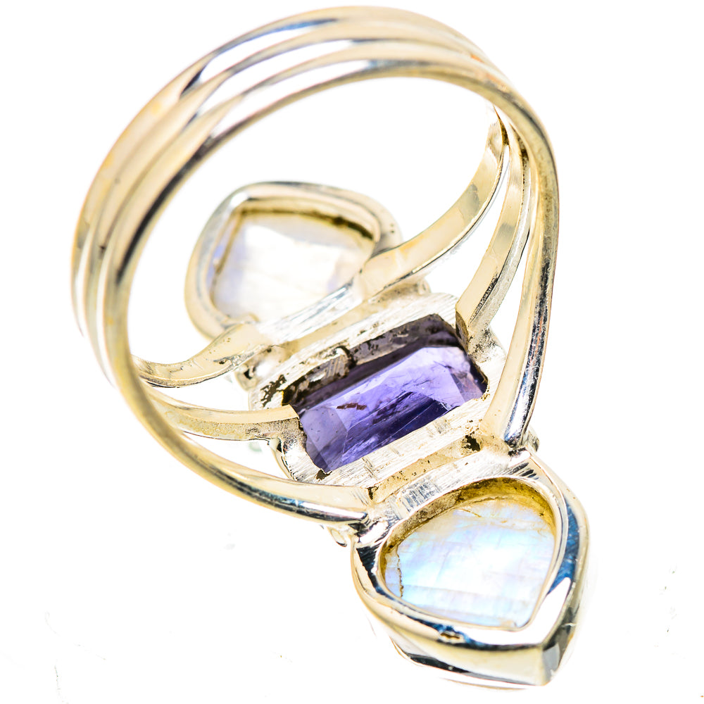 Faceted Tanzanite, Rainbow Moonstone Ring Size 7.5 (925 Sterling Silver) RING135511