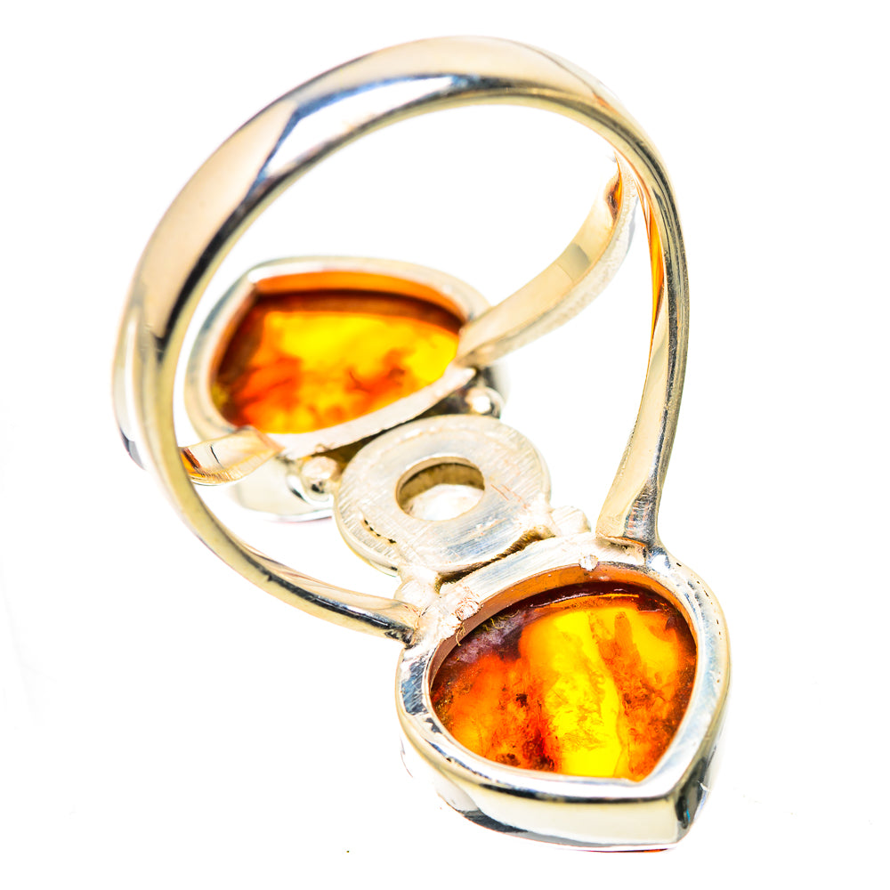 Baltic Amber, Rainbow Moonstone Ring Size 9.75 (925 Sterling Silver) RING134955