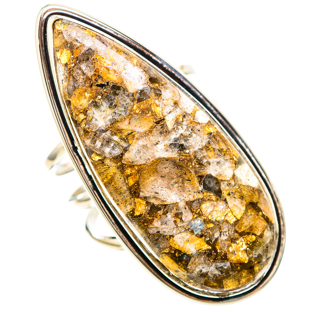 Huge Brecciated Labradorite Ring Size 9 (925 Sterling Silver) RING137125