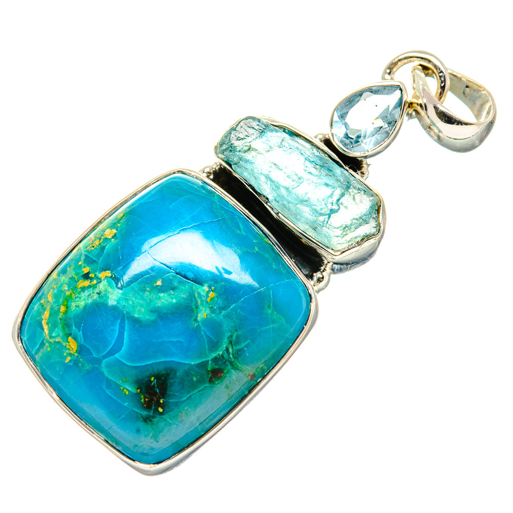 Chrysocolla, Apatite, Blue Topaz Pendant 2" (925 Sterling Silver) PD36378