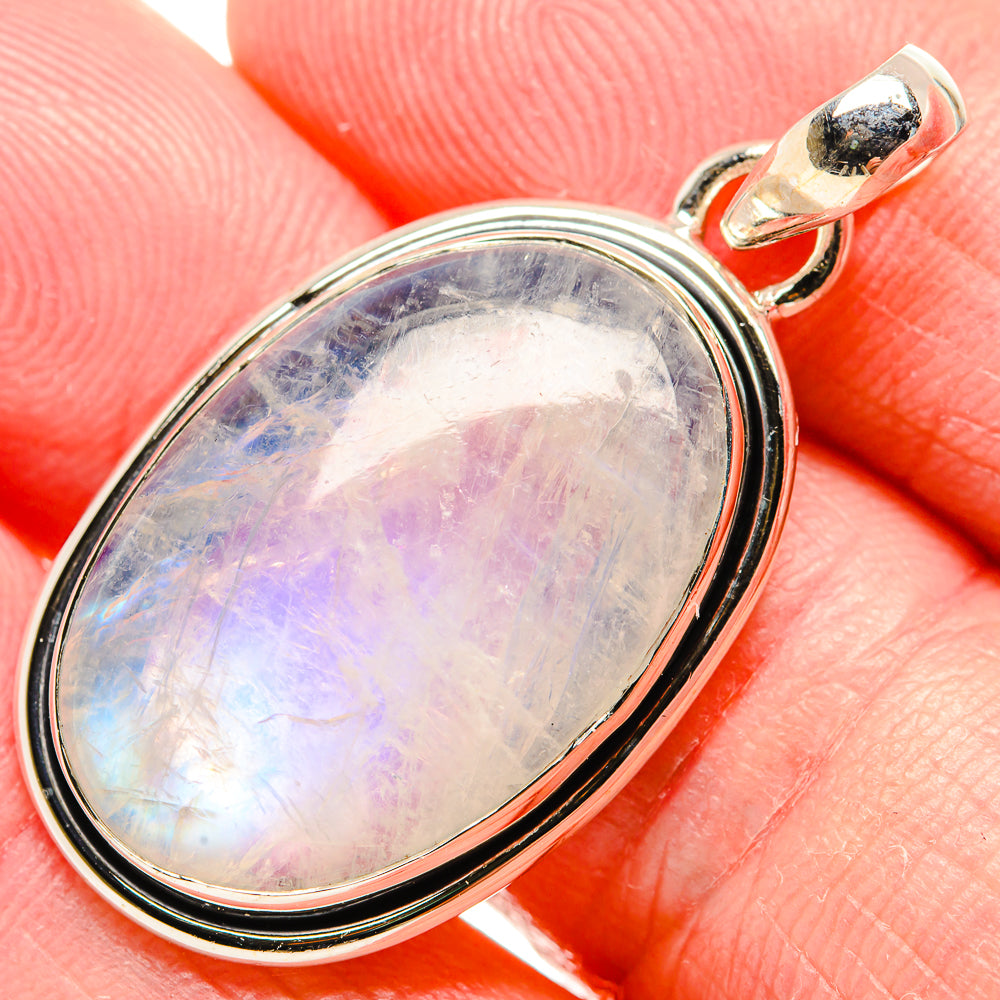 Rainbow Moonstone Pendant 1 1/2" (925 Sterling Silver) PD36748