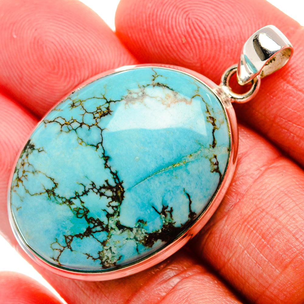 Tibetan Turquoise Pendant 1 7/8" (925 Sterling Silver) PD37034