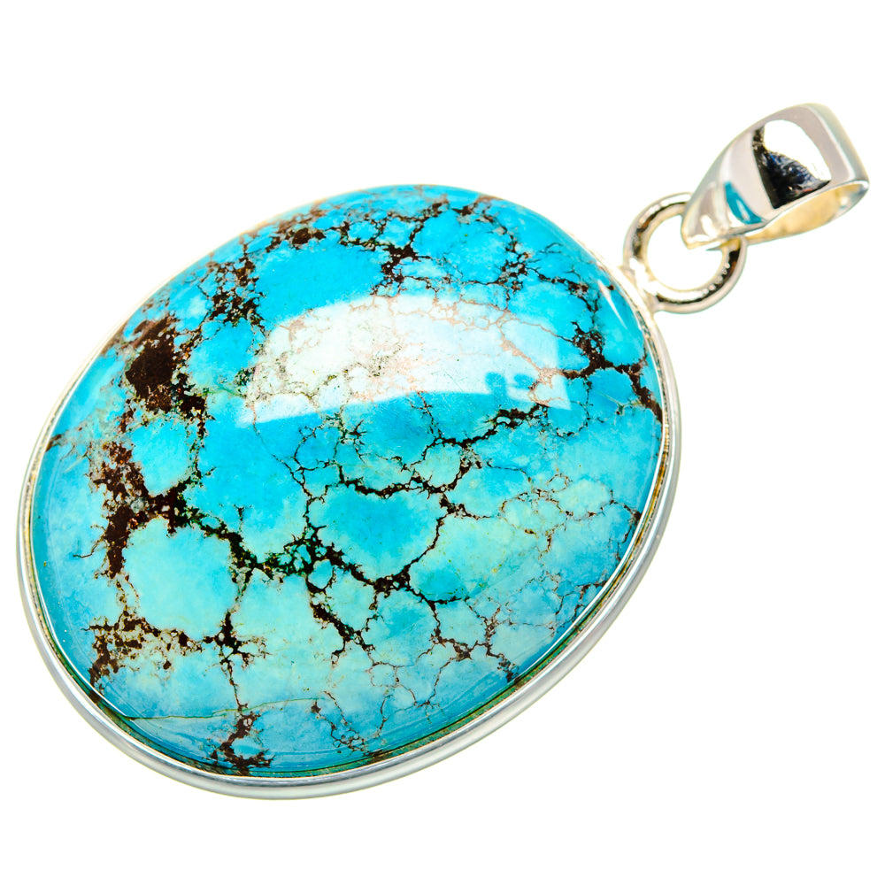 Tibetan Turquoise Pendant 1 3/4"  (925 Sterling Silver) PD36908