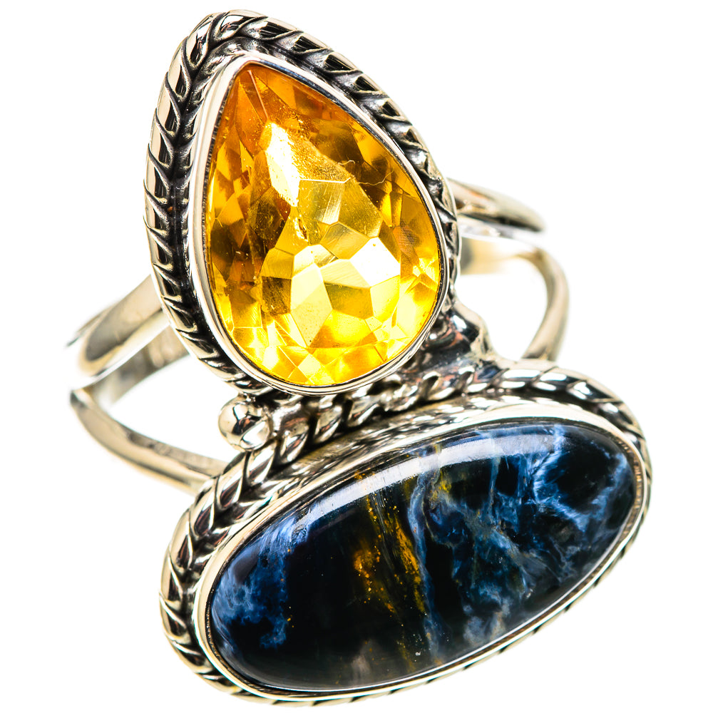 Large Pietersite, Citrine 925 Sterling Silver Ring Size 9 (925 Sterling Silver) RING137766