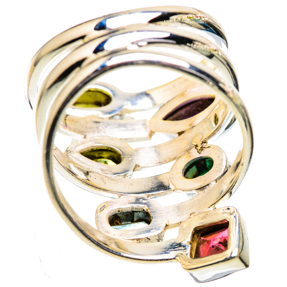 Large Garnet, Amethyst, Peridot, Blue Topaz, Emerald Ring Size 7.25 (925 Sterling Silver) RING135962