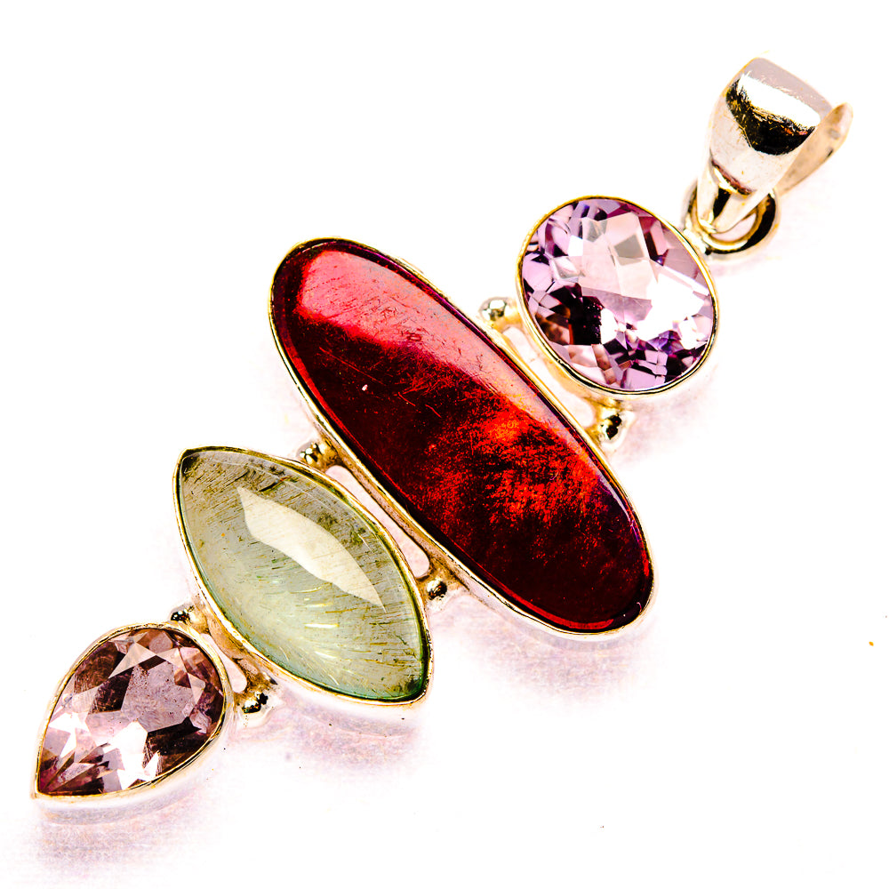 Aura Opal, Aquamarine, Pink Amethyst 925 Sterling Silver Pendant 2 1/8" (925 Sterling Silver) PD37661