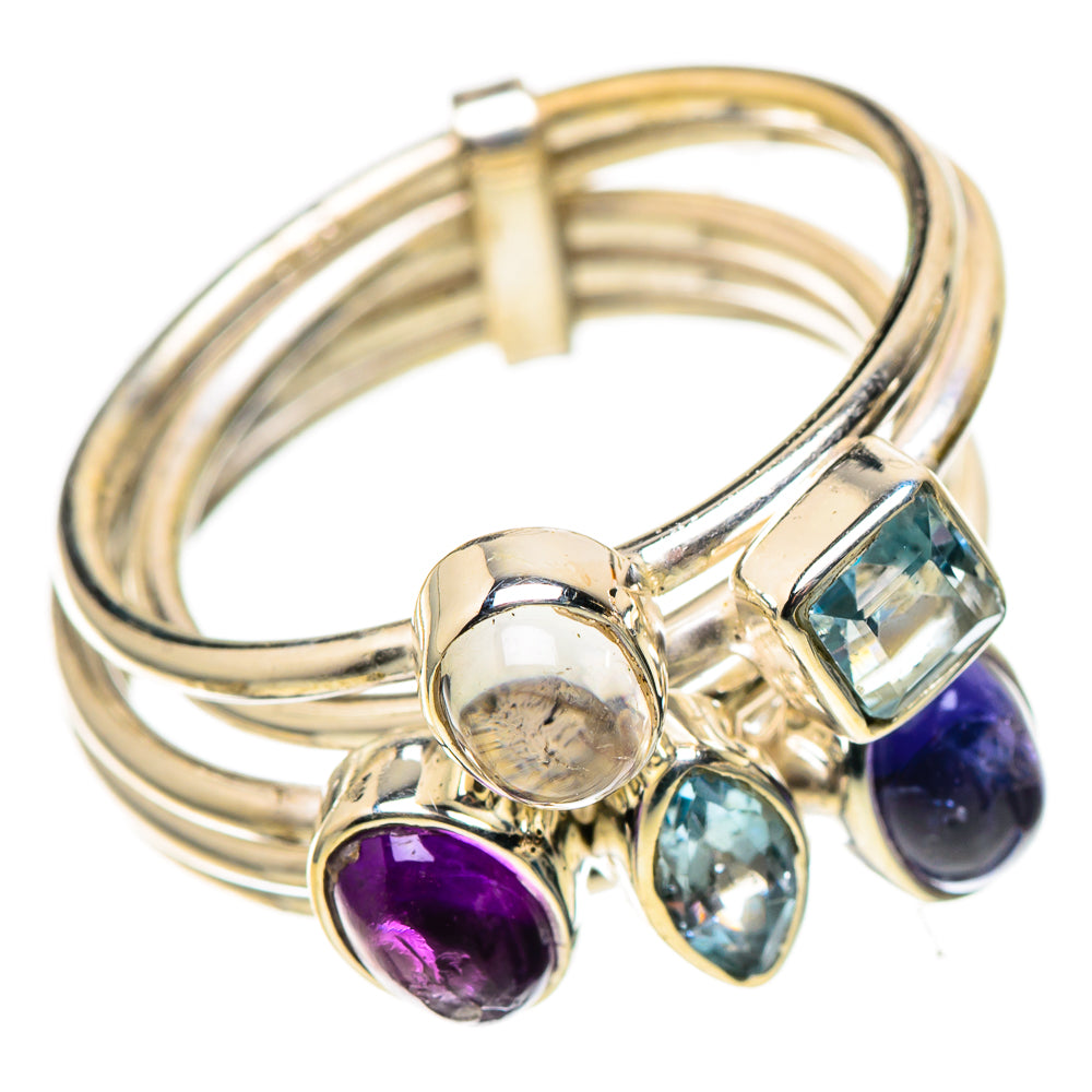 Tanzanite, Amethyst, Blue Topaz, Rainbow Moonstone 925 Sterling Silver Ring Size 6.75 (925 Sterling Silver) RING137737