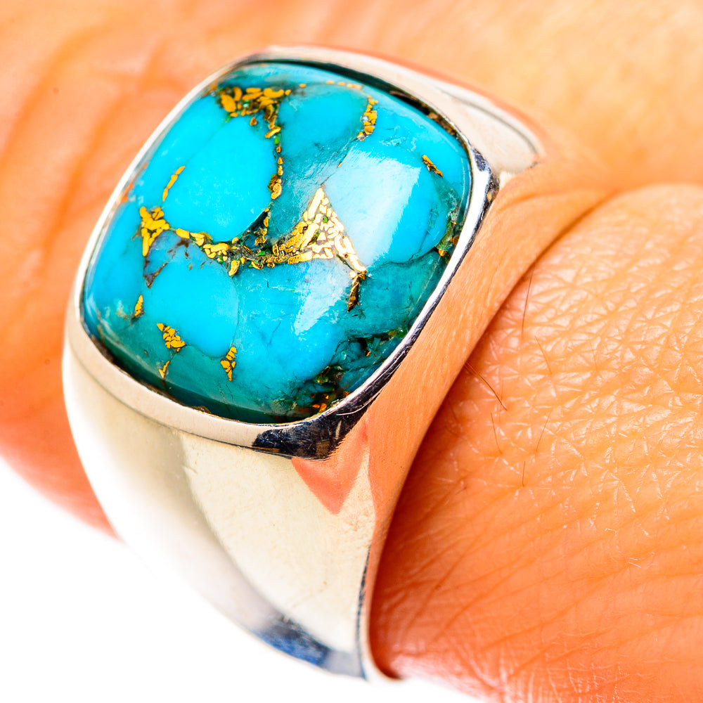 Blue Copper Composite Turquoise Ring Size 9 (925 Sterling Silver) RING134896