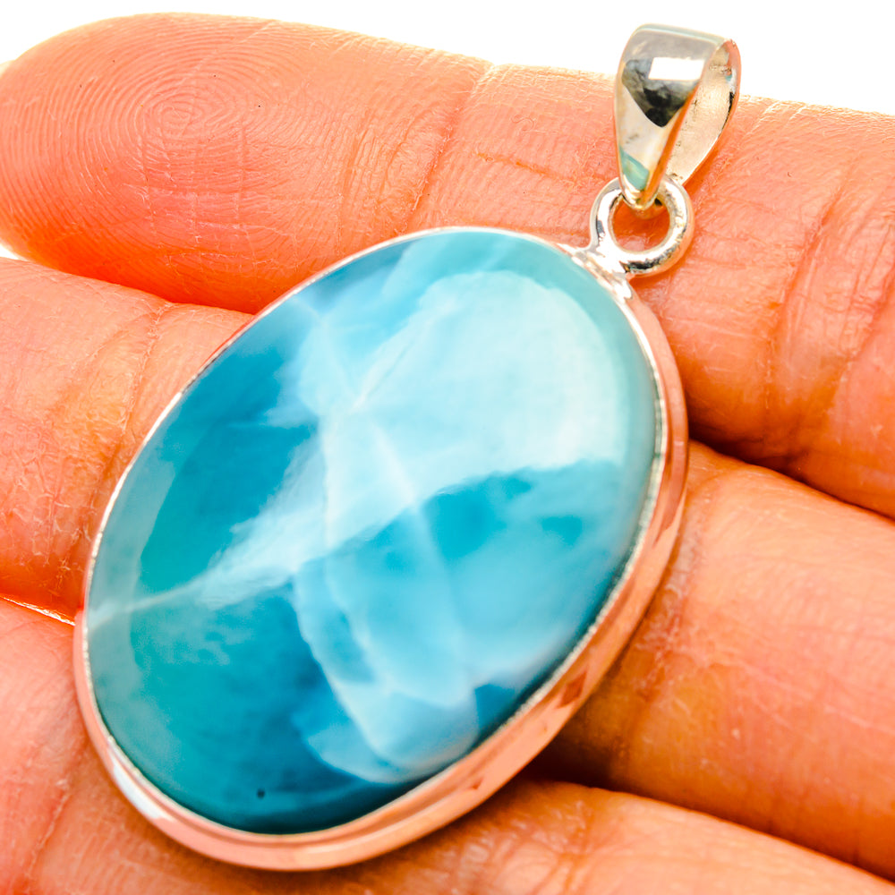 Larimar Pendant 1 3/4"  (925 Sterling Silver) PD37253