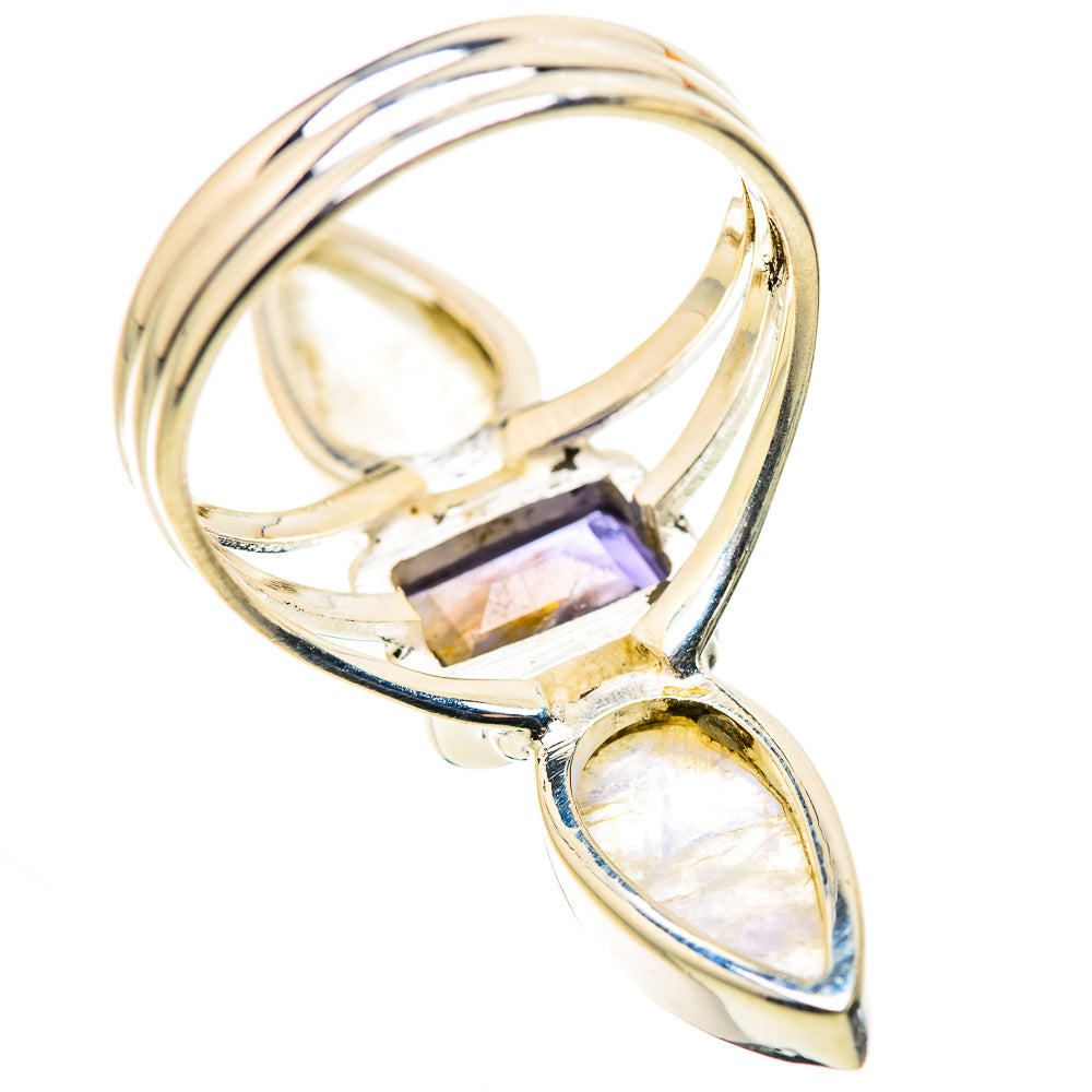 Faceted Tanzanite, Rainbow Moonstone Ring Size 9 (925 Sterling Silver) RING134675