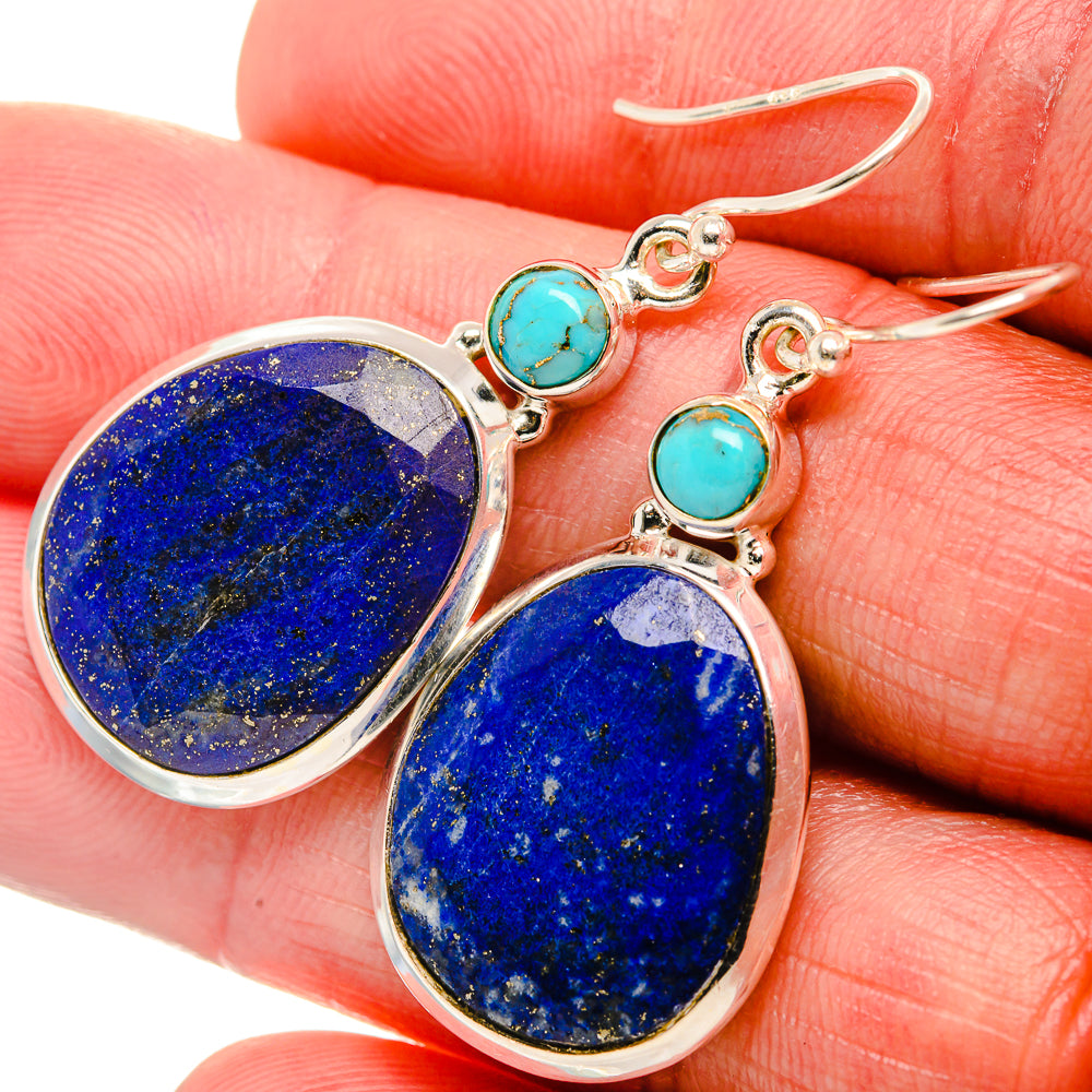 Lapis Lazuli, Blue Copper Composite Turquoise Earrings 1 3/4" (925 Sterling Silver) EARR431870