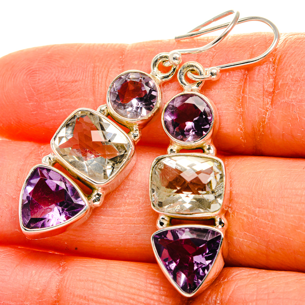 White Quartz, Amethyst Earrings 1 3/4"  (925 Sterling Silver) EARR431651