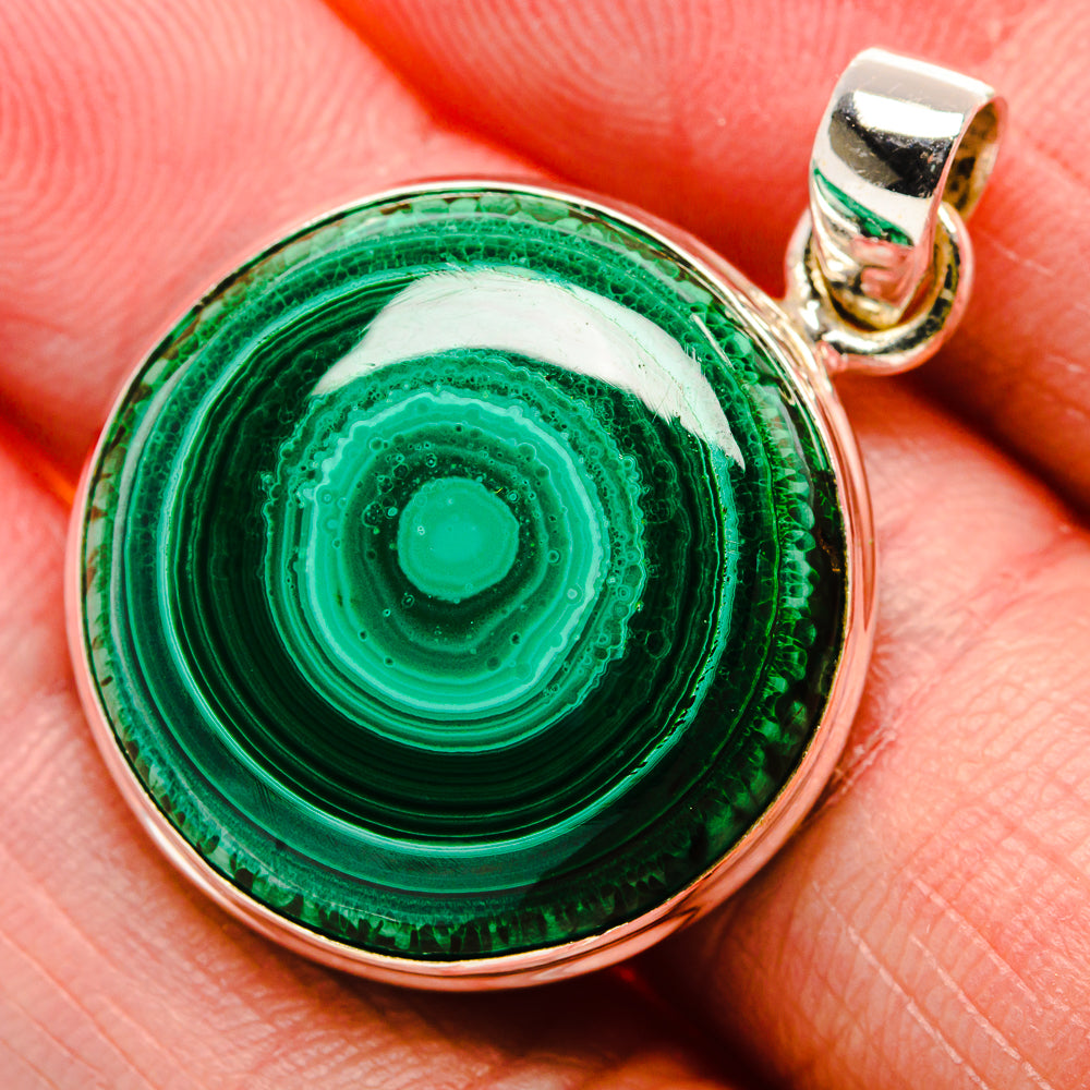 Malachite Pendant 1 1/2" (925 Sterling Silver) PD37301