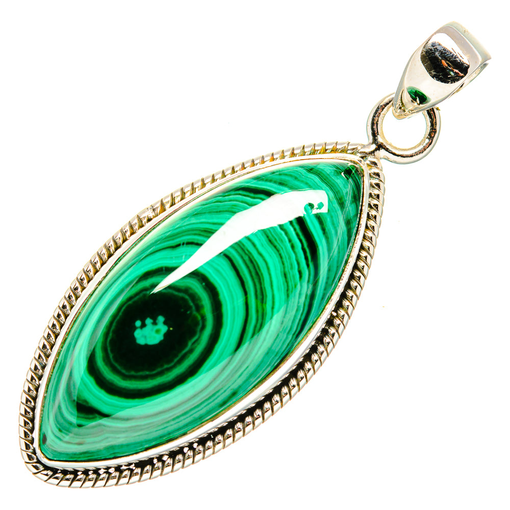 Malachite Pendant 1 3/4" (925 Sterling Silver) PD36853