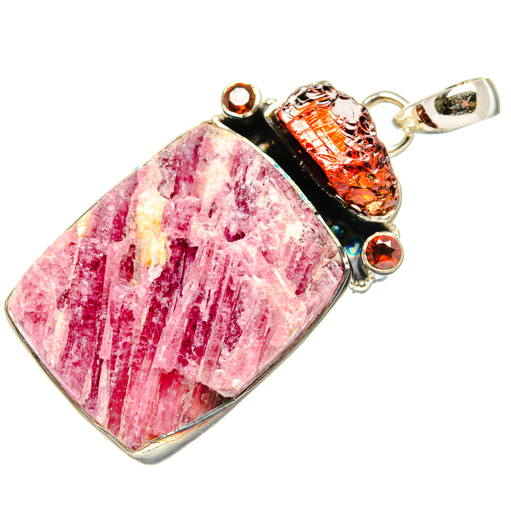 Rough Fuchsite, Garnet Pendant 1 3/4" (925 Sterling Silver) PD36352