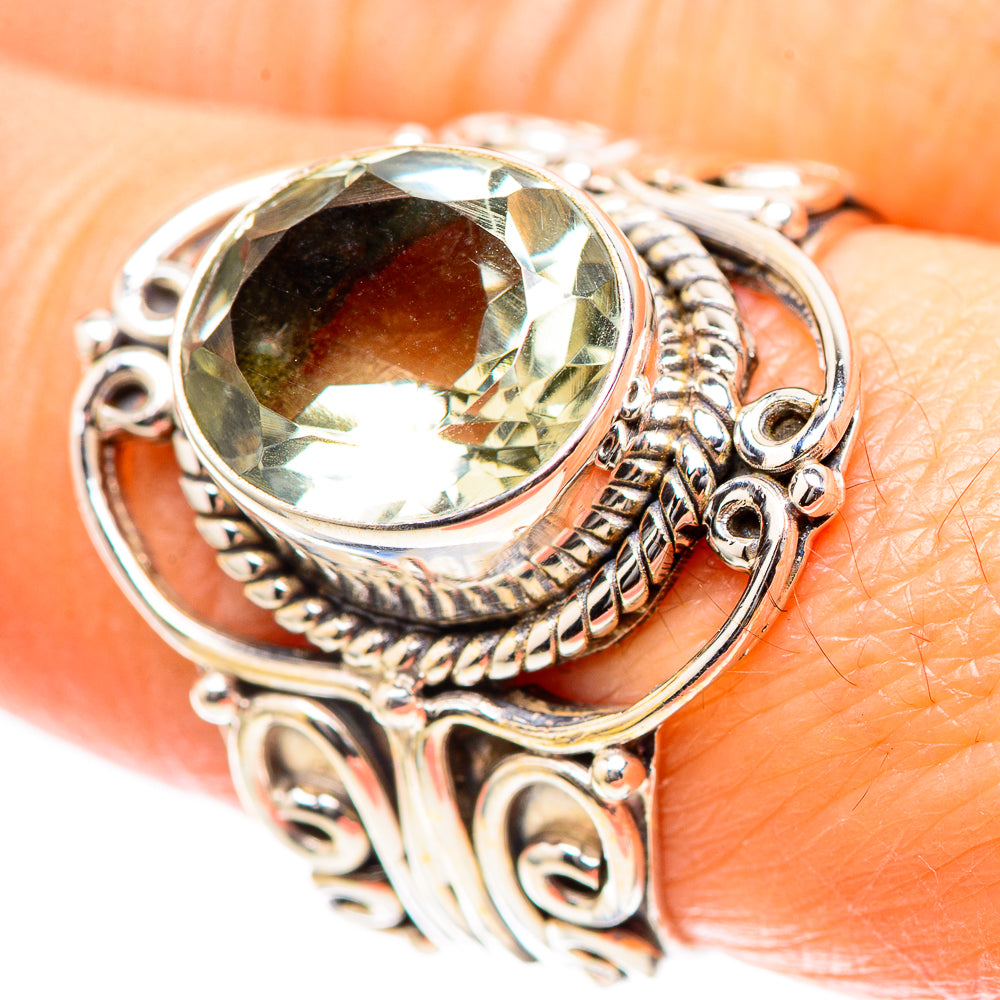 Faceted Green Amethyst Ring Size 8.5 (925 Sterling Silver) RING136669