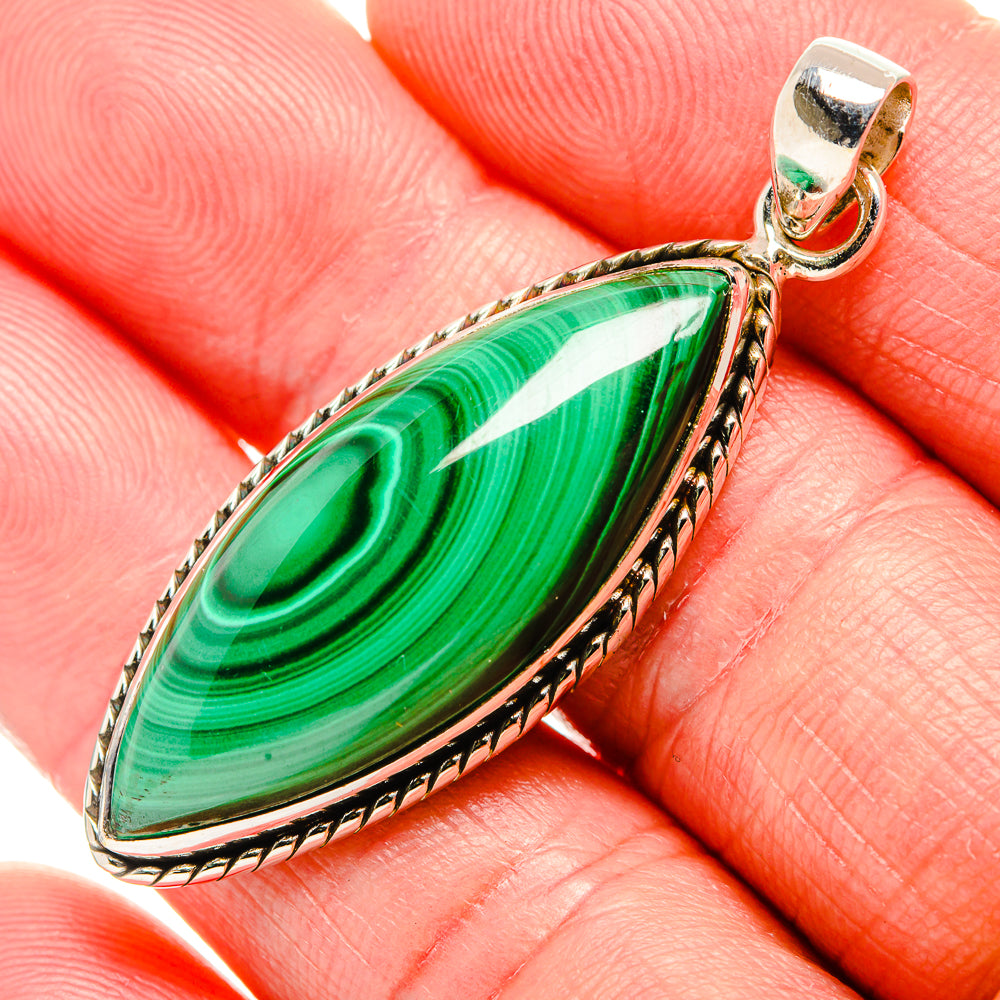 Malachite Pendant 2" (925 Sterling Silver) PD36869
