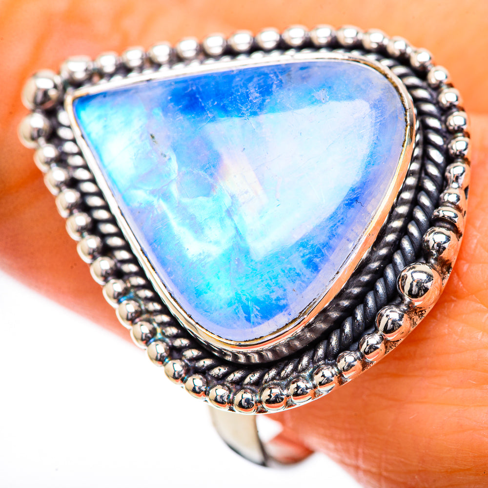 Large Rainbow Moonstone Ring Size 10.75 (925 Sterling Silver) RING135937