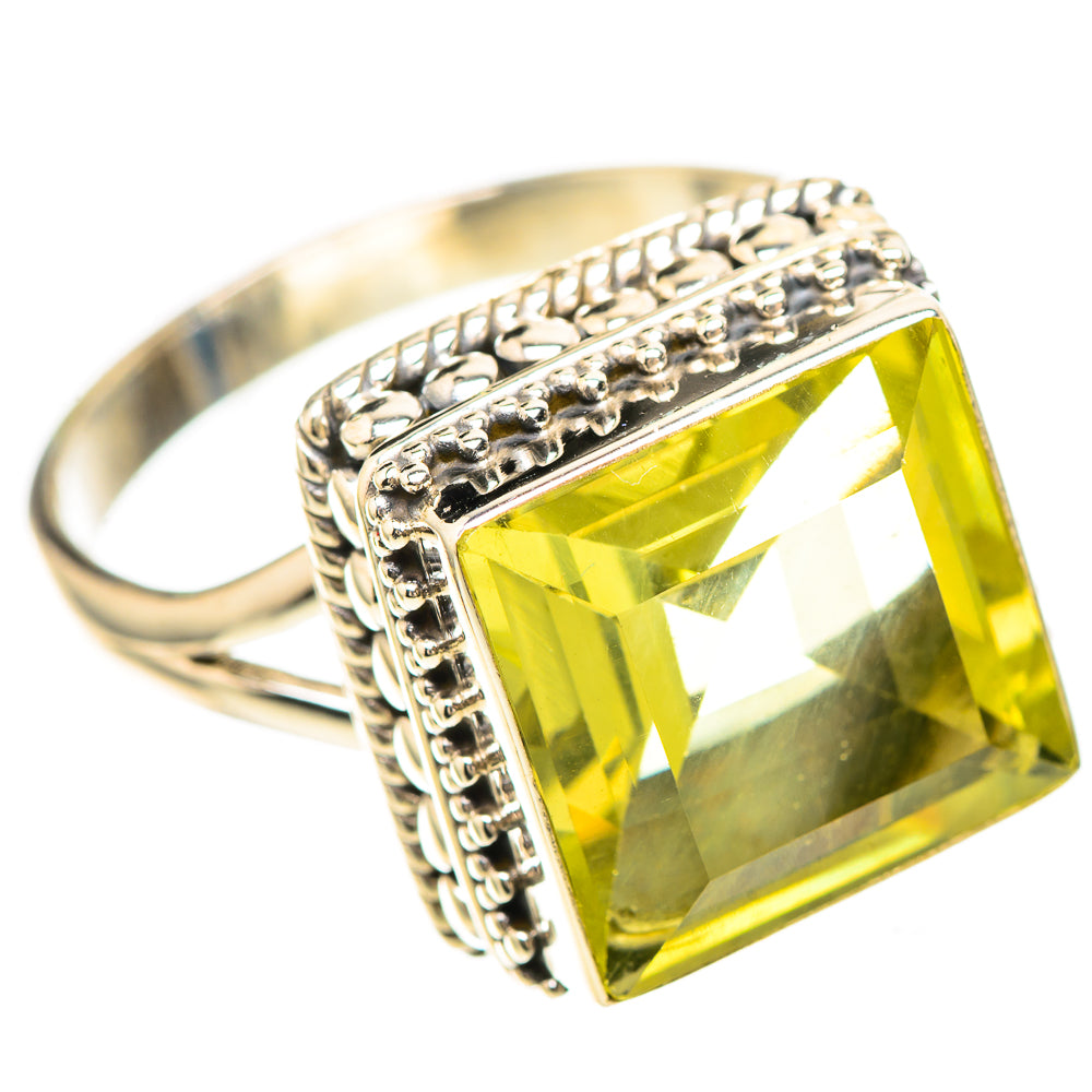 Large Faceted Lemon Quartz 925 Sterling Silver Ring Size 12 (925 Sterling Silver) RING137363