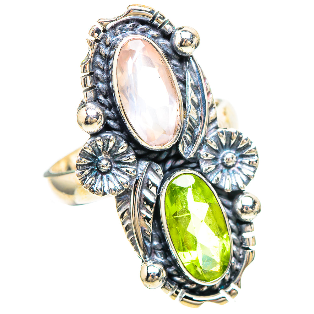 Rose Quartz, Peridot Ring Size 6.25 (925 Sterling Silver) RING137050