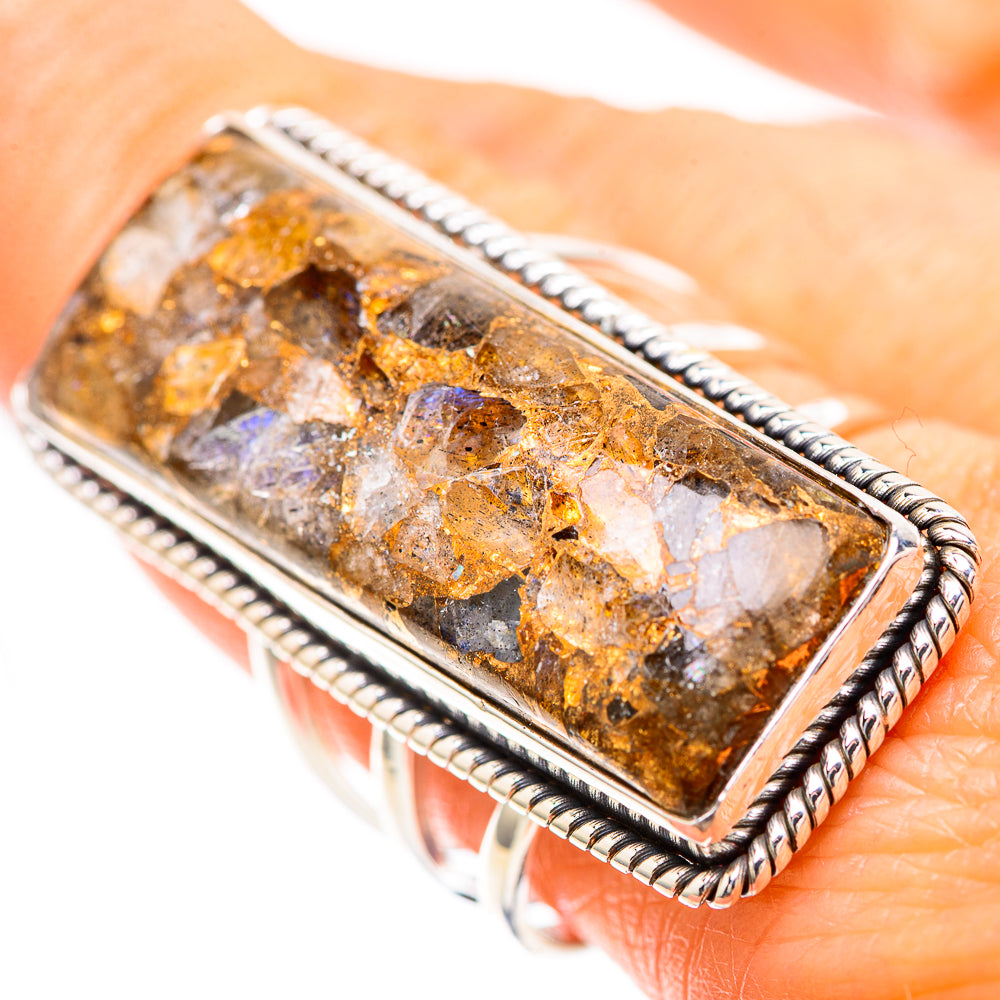 Huge Brecciated Labradorite Ring Size 9 (925 Sterling Silver) RING136555