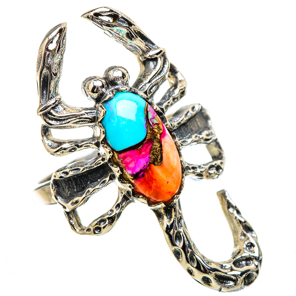 Kingman Pink Dahlia Turquoise 925 Sterling Silver Ring Size 8.25 Ana Co R135205