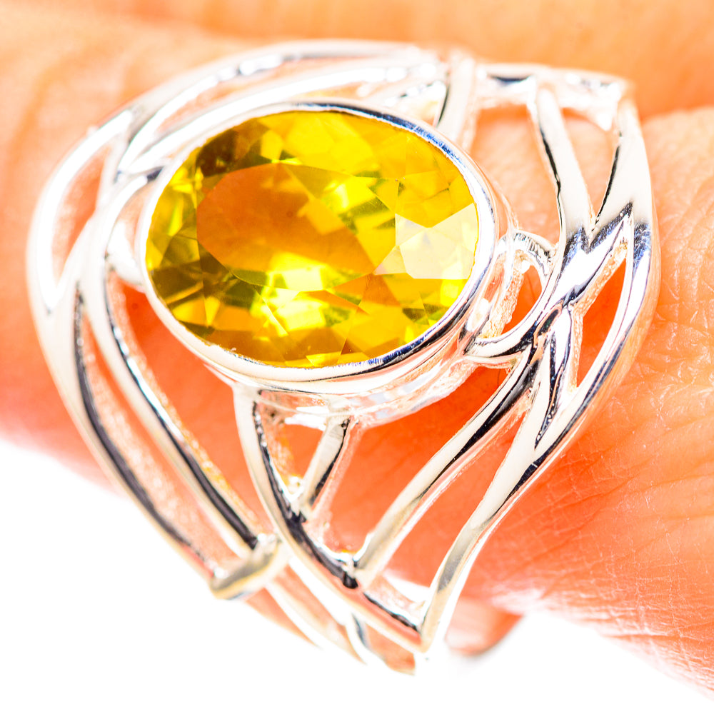Faceted Lemon Quartz 925 Sterling Silver Ring Size 9 (925 Sterling Silver) RING137273
